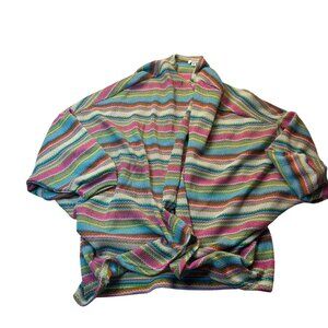 A free Colorful Striped Knit Cardigan Sweater 1X By Andrée